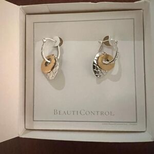 Diamond Rhinestone Hoops Earrings W Multitone Detachable Disks. NWOT